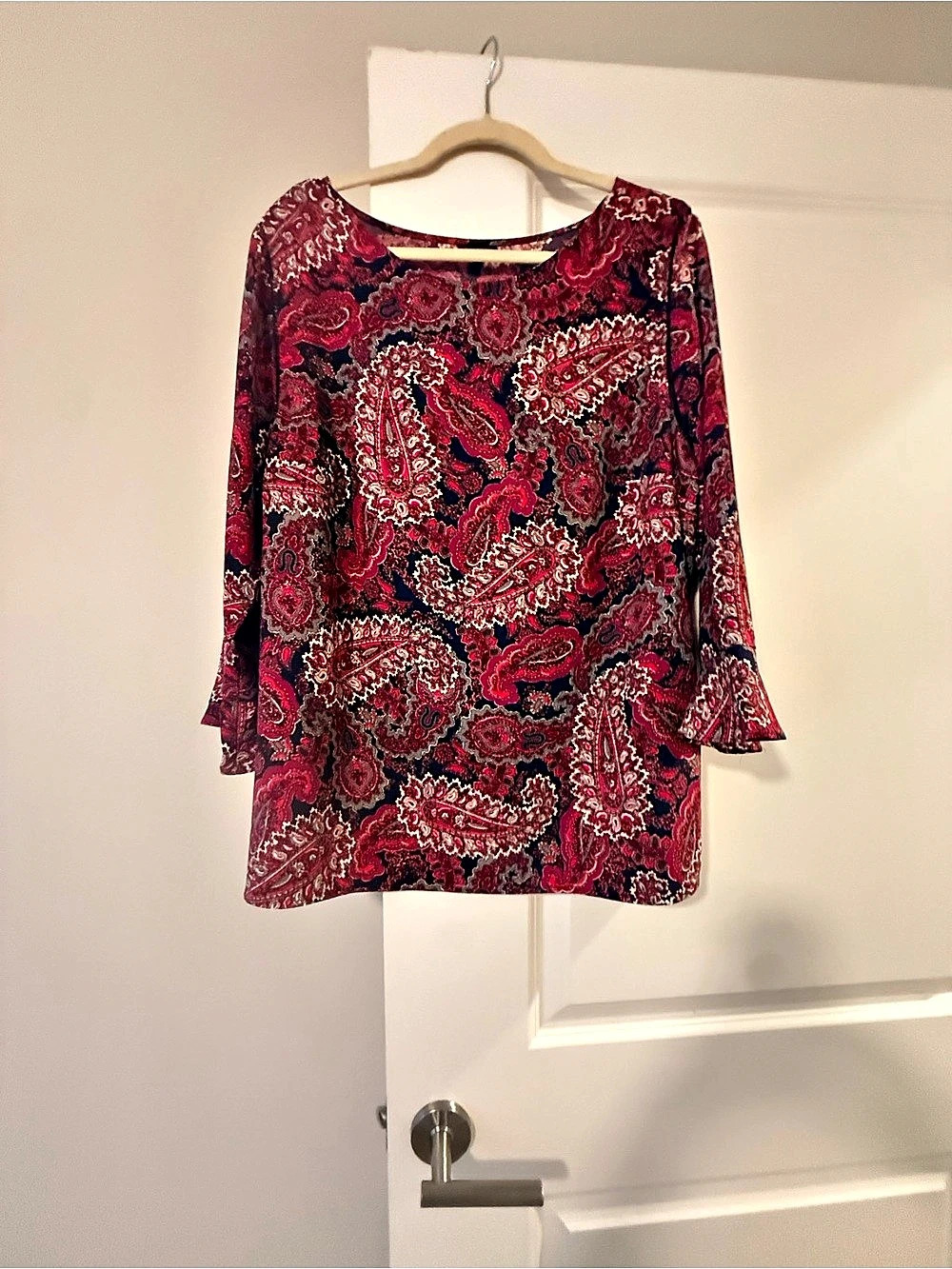 Talbots Paisley Blouse in Red & Blue Size Medium Like New